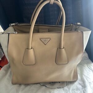 Prada Beige Leather Tote Bag